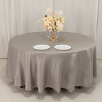 Lamour Satin 108" Round Tablecloth Silver - Durable & Silk - Like Table Cover - Bell Racket Store