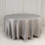Lamour Satin 108" Round Tablecloth Silver - Durable & Silk - Like Table Cover - Bell Racket Store