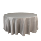 Lamour Satin 108" Round Tablecloth Silver - Durable & Silk - Like Table Cover - Bell Racket Store