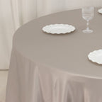 Lamour Satin 108" Round Tablecloth Silver - Durable & Silk - Like Table Cover - Bell Racket Store