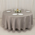 Lamour Satin 108" Round Tablecloth Silver - Durable & Silk - Like Table Cover - Bell Racket Store