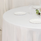 Lamour Satin 108" Round Tablecloth White - Durable & Silk - Like Table Cover for Classy Weddings & Events - Bell Racket Store