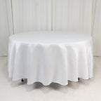 Lamour Satin 108" Round Tablecloth White - Durable & Silk - Like Table Cover for Classy Weddings & Events - Bell Racket Store