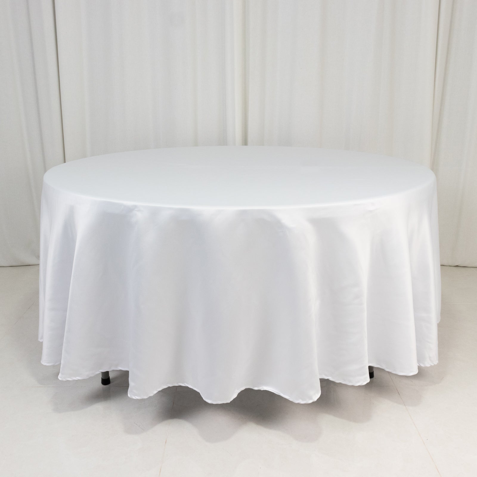 Lamour Satin 108" Round Tablecloth White - Durable & Silk - Like Table Cover for Classy Weddings & Events - Bell Racket Store