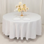 Lamour Satin 108" Round Tablecloth White - Durable & Silk - Like Table Cover for Classy Weddings & Events - Bell Racket Store