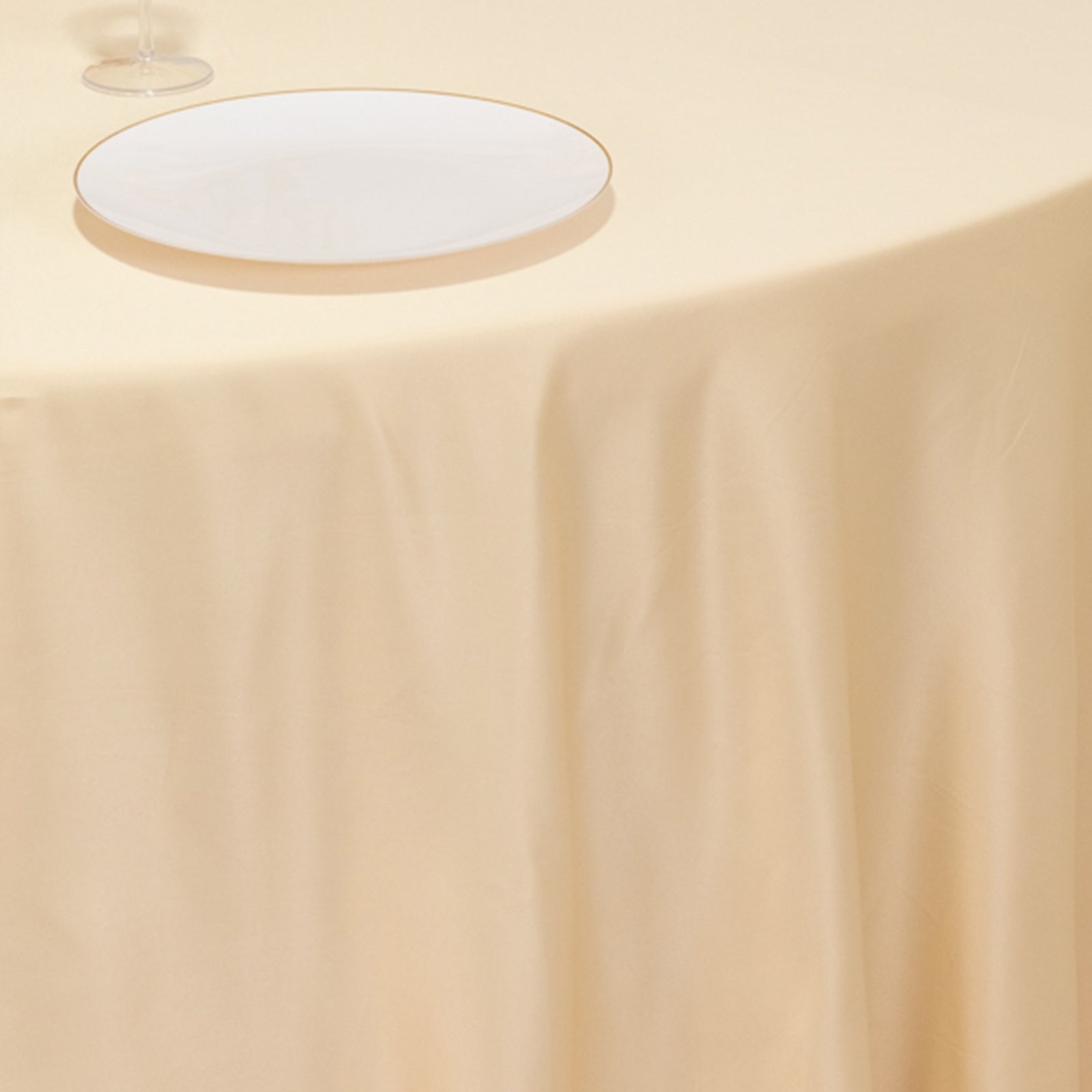 Lamour Satin 120" Round Tablecloth Beige - Seamless Table Cover with Soft Tempered Sheen - Bell Racket Store