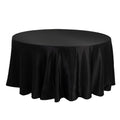 Lamour Satin 120" Round Tablecloth Black - Seamless Table Cover with Soft Tempered Sheen for Upscale Gatherings - Bell Racket Store