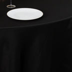 Lamour Satin 120" Round Tablecloth Black - Seamless Table Cover with Soft Tempered Sheen for Upscale Gatherings - Bell Racket Store
