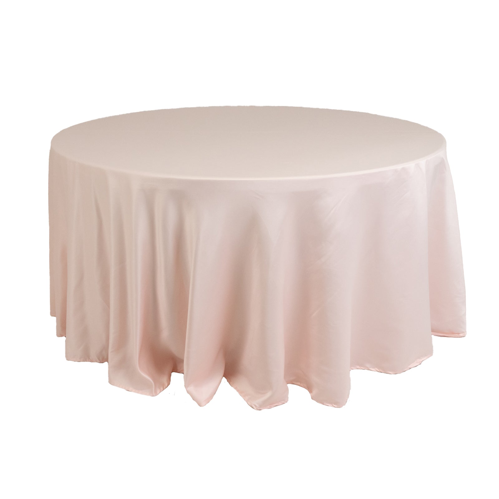 Lamour Satin 120" Round Tablecloth Blush - Seamless Table Cover with Soft Tempered Sheen - Bell Racket Store