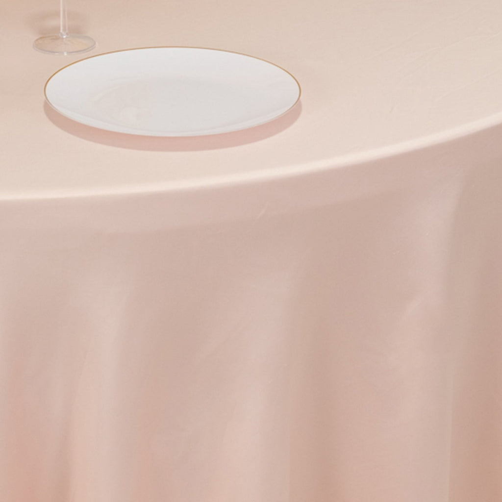 Lamour Satin 120" Round Tablecloth Blush - Seamless Table Cover with Soft Tempered Sheen - Bell Racket Store