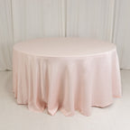 Lamour Satin 120" Round Tablecloth Blush - Seamless Table Cover with Soft Tempered Sheen - Bell Racket Store