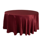 Lamour Satin 120" Round Tablecloth Burgundy - Seamless Table Cover with Soft Tempered Sheen - Bell Racket Store