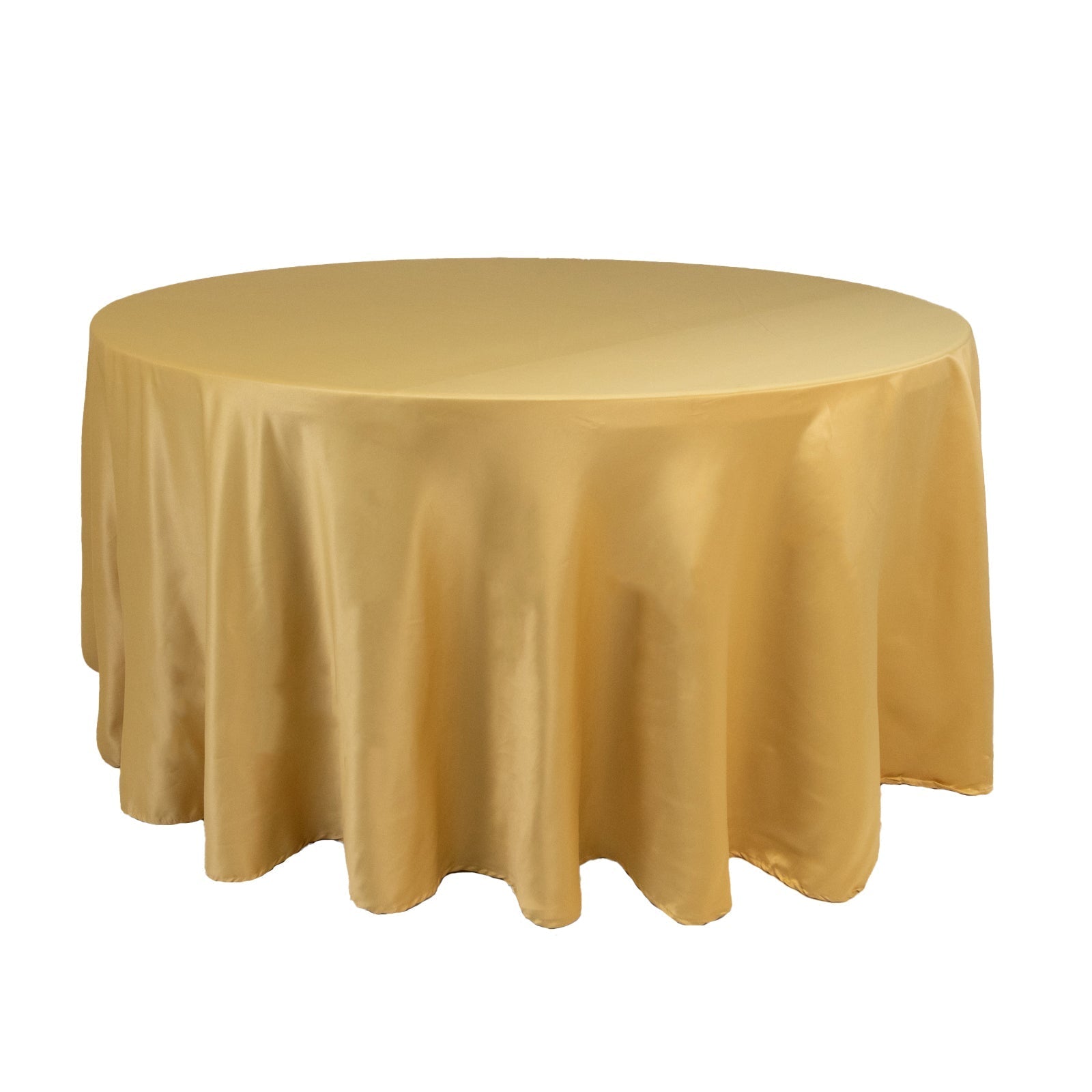 Lamour Satin 120" Round Tablecloth Champagne - Seamless Table Cover with Soft Tempered Sheen - Bell Racket Store