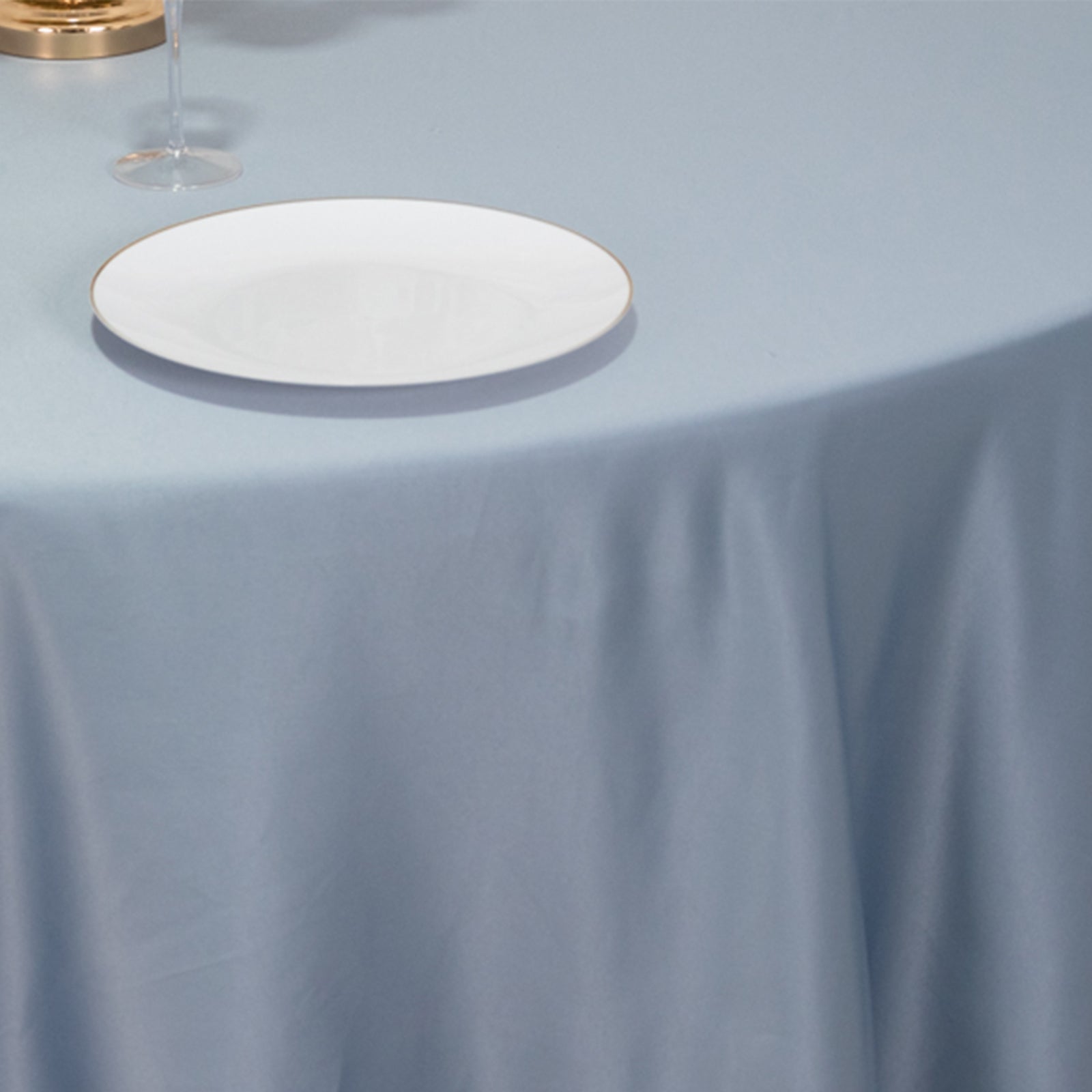 Lamour Satin 120" Round Tablecloth Dusty Blue - Seamless Table Cover with Soft Tempered Sheen - Bell Racket Store