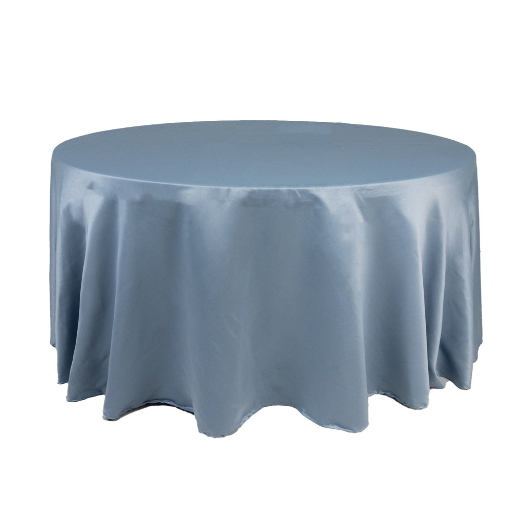 Lamour Satin 120" Round Tablecloth Dusty Blue - Seamless Table Cover with Soft Tempered Sheen - Bell Racket Store