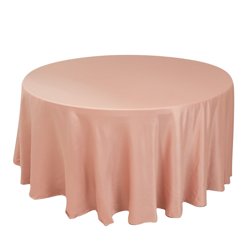 Lamour Satin 120" Round Tablecloth Dusty Rose - Seamless Table Cover with Soft Tempered Sheen - Bell Racket Store