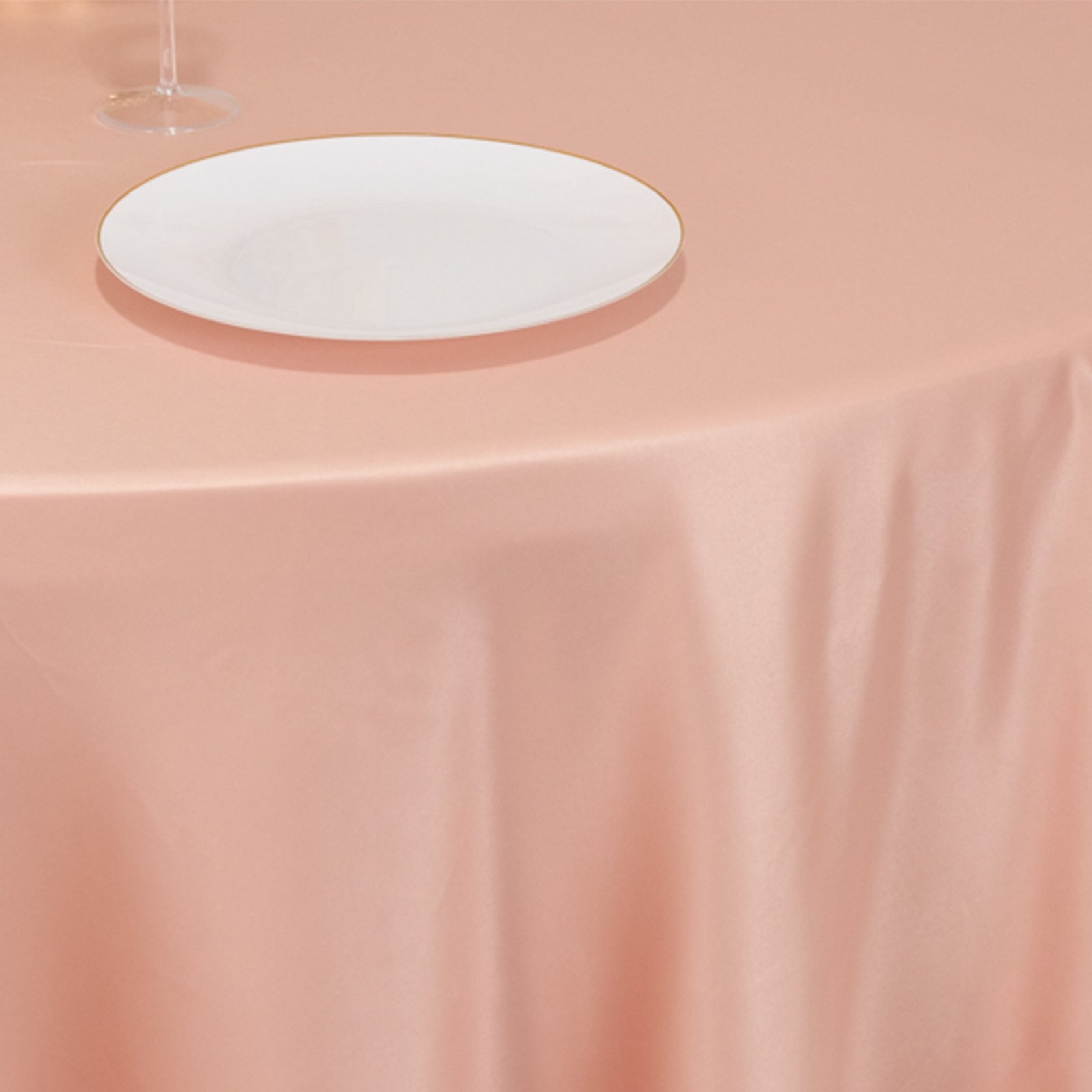 Lamour Satin 120" Round Tablecloth Dusty Rose - Seamless Table Cover with Soft Tempered Sheen - Bell Racket Store