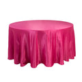 Lamour Satin 120" Round Tablecloth Fuchsia - Seamless Table Cover with Soft Tempered Sheen - Bell Racket Store