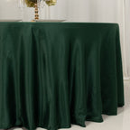 Lamour Satin 120" Round Tablecloth Hunter Emerald Green - Seamless Table Cover with Soft Tempered Sheen - Bell Racket Store