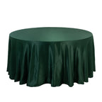 Lamour Satin 120" Round Tablecloth Hunter Emerald Green - Seamless Table Cover with Soft Tempered Sheen - Bell Racket Store