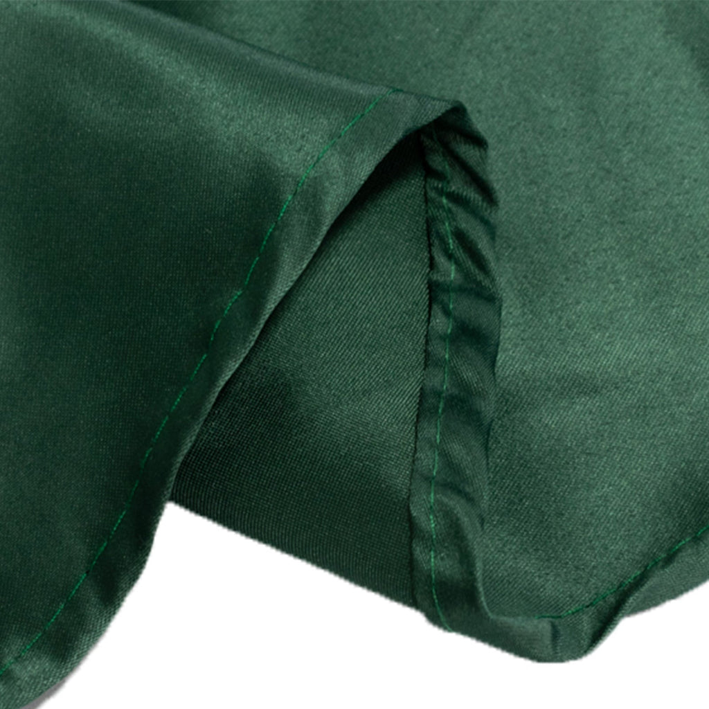 Lamour Satin 120" Round Tablecloth Hunter Emerald Green - Seamless Table Cover with Soft Tempered Sheen - Bell Racket Store