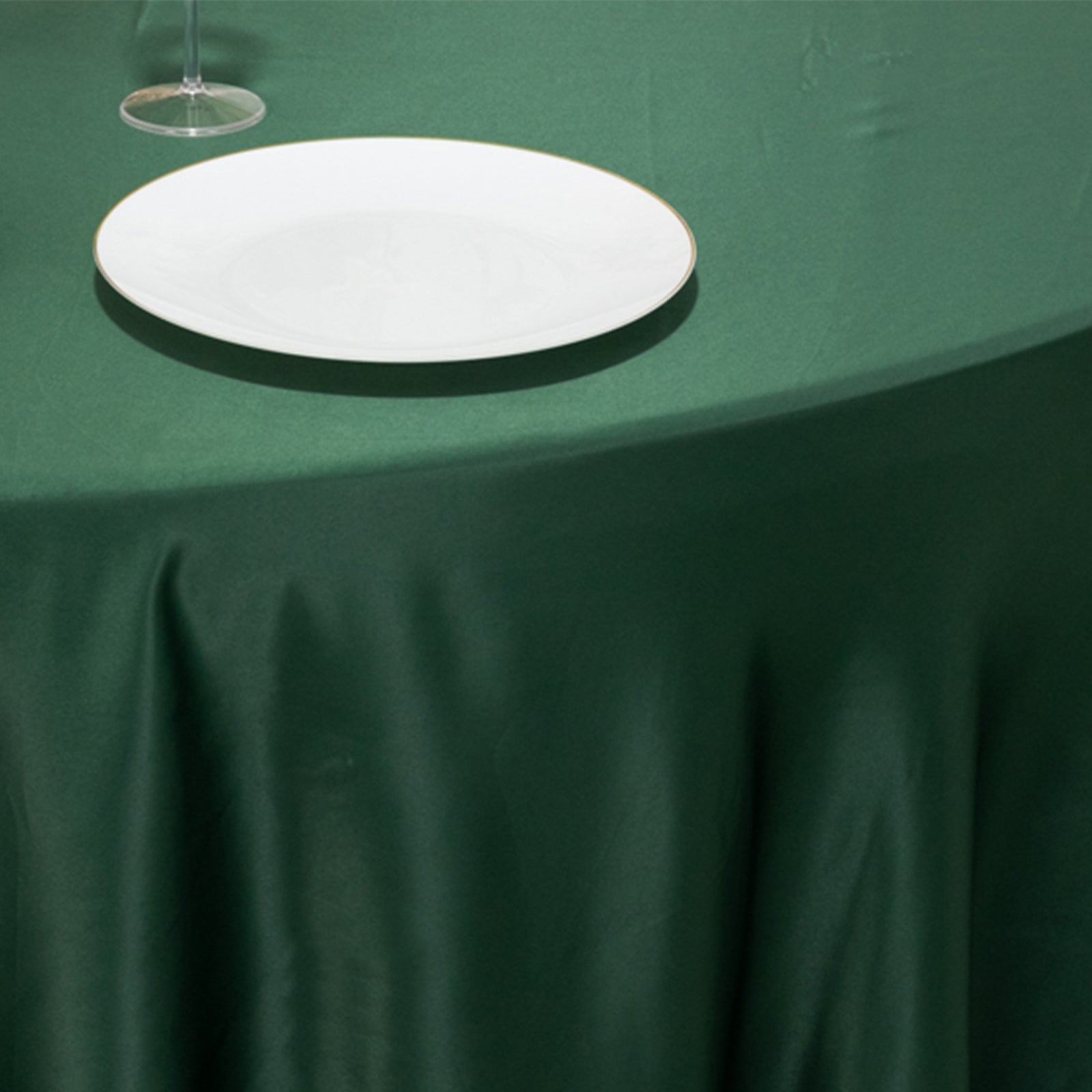 Lamour Satin 120" Round Tablecloth Hunter Emerald Green - Seamless Table Cover with Soft Tempered Sheen - Bell Racket Store