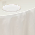 Lamour Satin 120" Round Tablecloth Ivory - Seamless Table Cover with Soft Tempered Sheen - Bell Racket Store