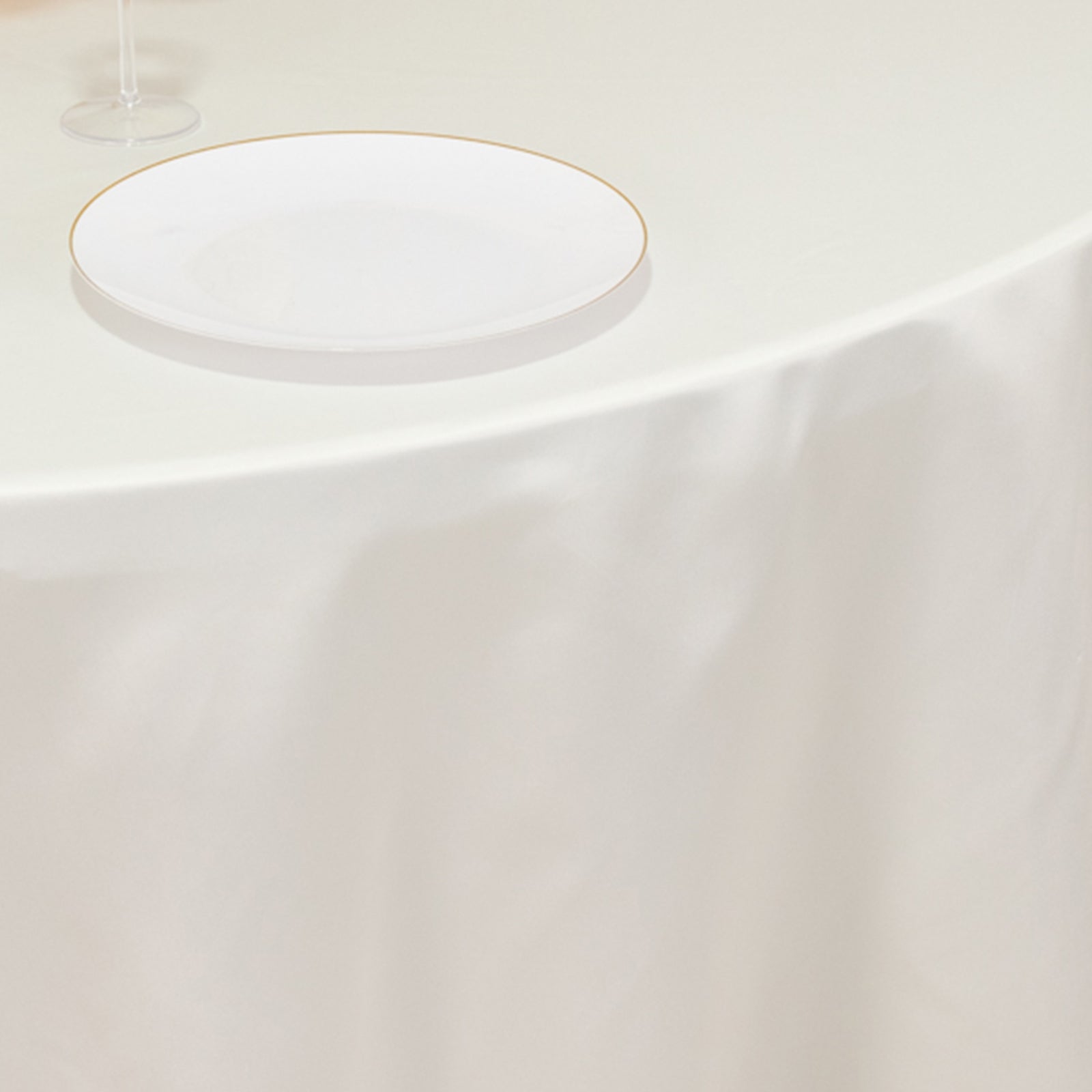 Lamour Satin 120" Round Tablecloth Ivory - Seamless Table Cover with Soft Tempered Sheen - Bell Racket Store