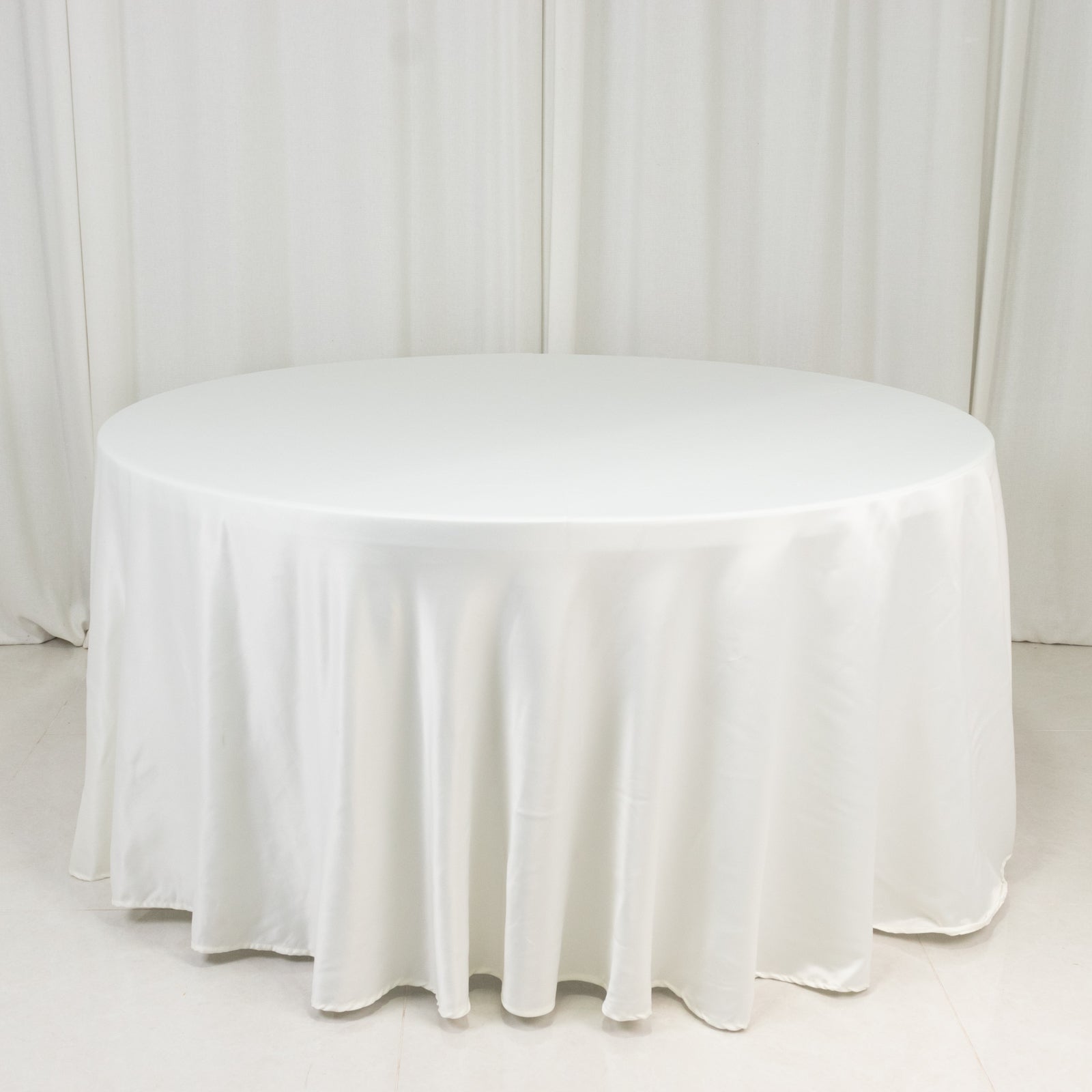 Lamour Satin 120" Round Tablecloth Ivory - Seamless Table Cover with Soft Tempered Sheen - Bell Racket Store