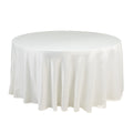 Lamour Satin 120" Round Tablecloth Ivory - Seamless Table Cover with Soft Tempered Sheen - Bell Racket Store