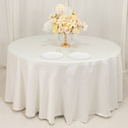 Lamour Satin 120" Round Tablecloth Ivory - Seamless Table Cover with Soft Tempered Sheen - Bell Racket Store