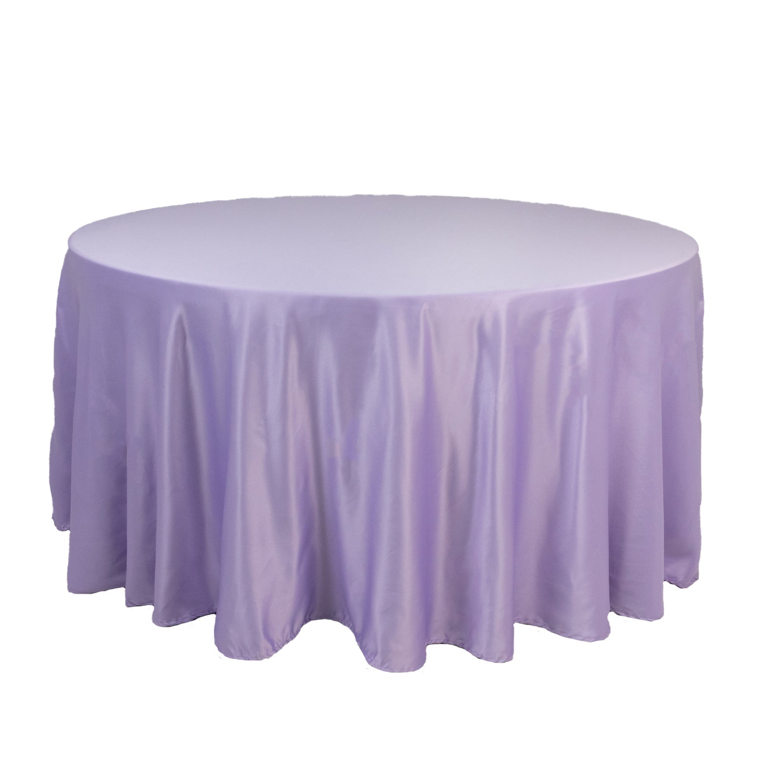 Lamour Satin 120" Round Tablecloth Lavender Lilac - Seamless Table Cover with Soft Tempered Sheen - Bell Racket Store