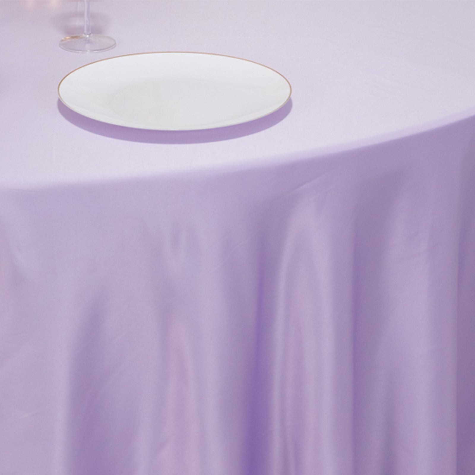 Lamour Satin 120" Round Tablecloth Lavender Lilac - Seamless Table Cover with Soft Tempered Sheen - Bell Racket Store