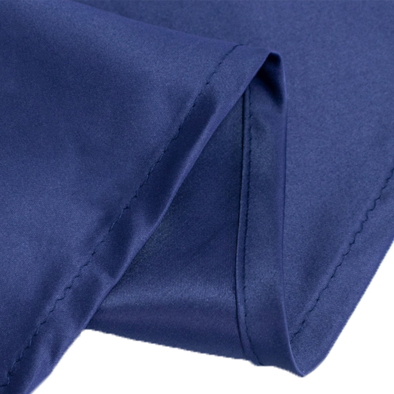 Lamour Satin 120" Round Tablecloth Navy Blue - Seamless Table Cover with Soft Tempered Sheen - Bell Racket Store