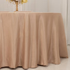 Lamour Satin 120" Round Tablecloth Nude - Seamless Table Cover with Soft Tempered Sheen - Bell Racket Store