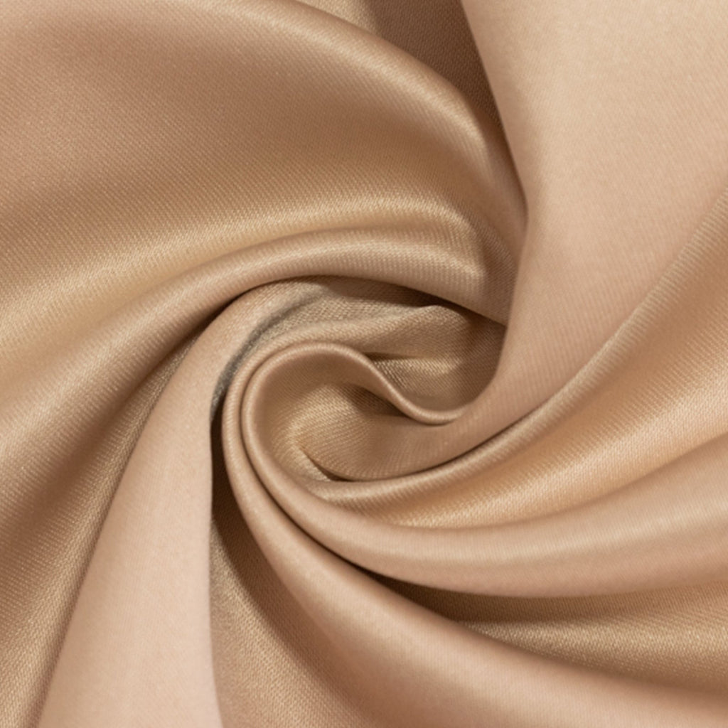Lamour Satin 120" Round Tablecloth Nude - Seamless Table Cover with Soft Tempered Sheen - Bell Racket Store