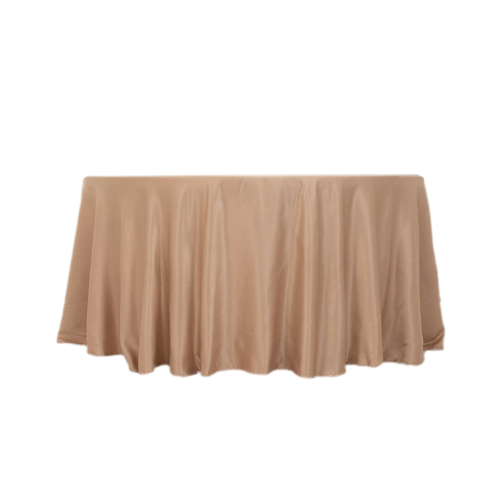 Lamour Satin 120" Round Tablecloth Nude - Seamless Table Cover with Soft Tempered Sheen - Bell Racket Store