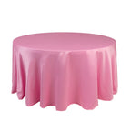 Lamour Satin 120" Round Tablecloth Pink - Seamless Table Cover with Soft Tempered Sheen - Bell Racket Store