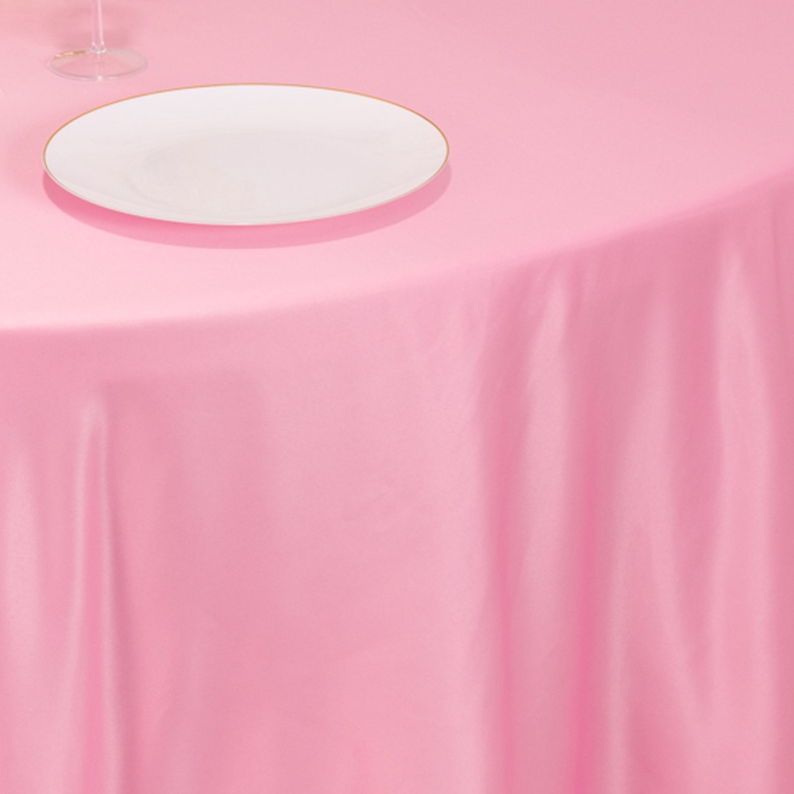 Lamour Satin 120" Round Tablecloth Pink - Seamless Table Cover with Soft Tempered Sheen - Bell Racket Store