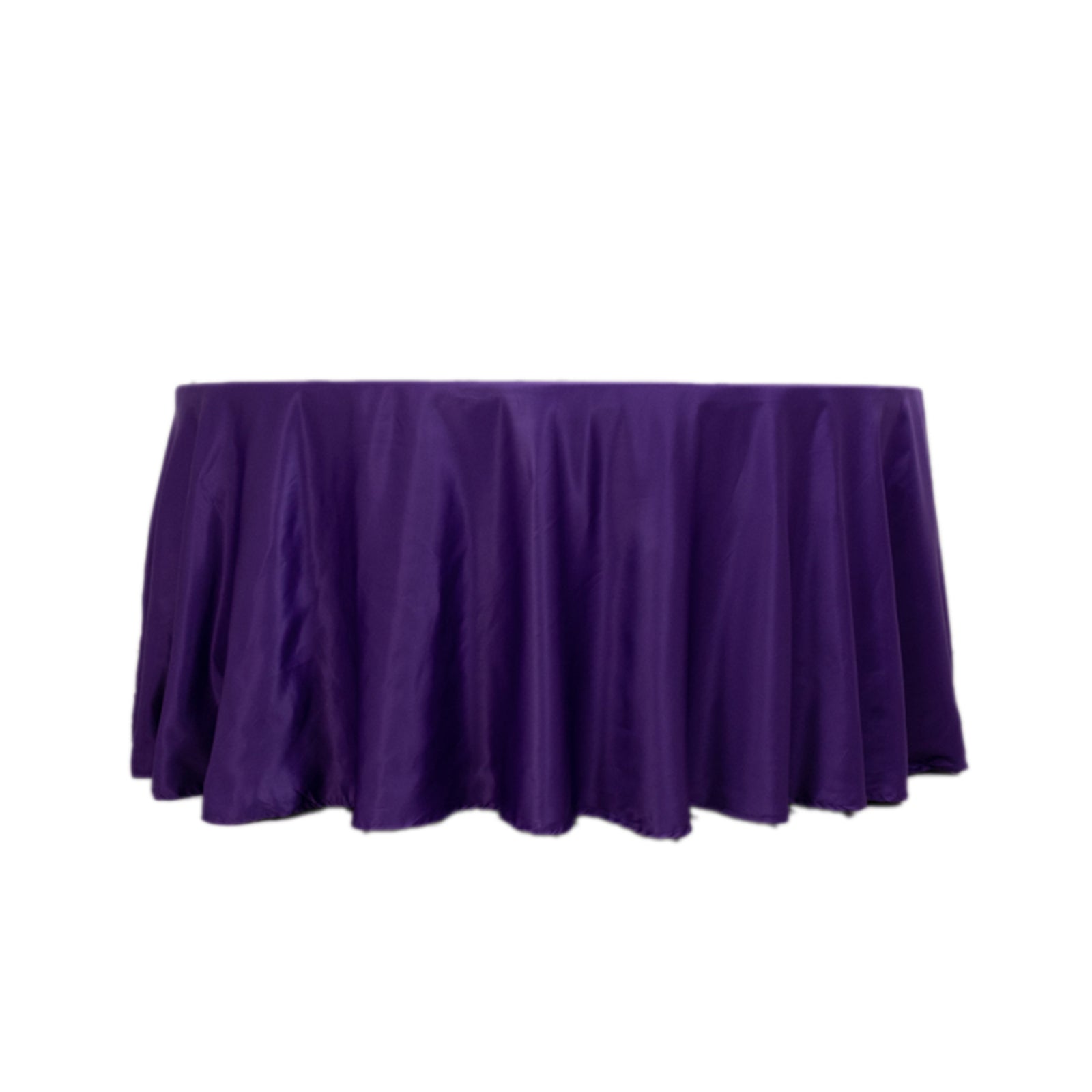 Lamour Satin 120" Round Tablecloth Purple - Seamless Table Cover with Soft Tempered Sheen - Bell Racket Store