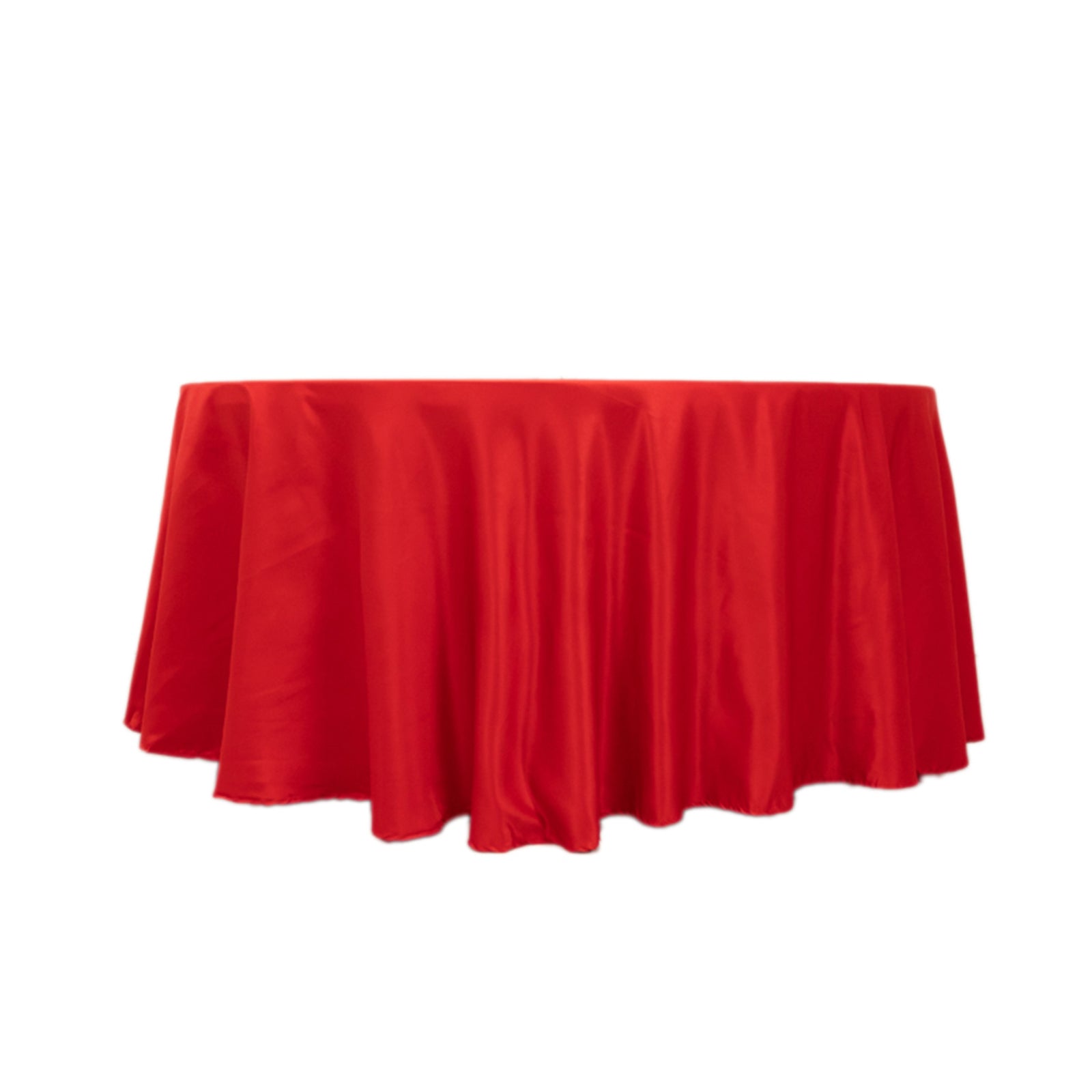 Lamour Satin 120" Round Tablecloth Red - Seamless Table Cover with Soft Tempered Sheen - Bell Racket Store