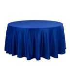 Lamour Satin 120" Round Tablecloth Royal Blue - Seamless Table Cover with Soft Tempered Sheen - Bell Racket Store
