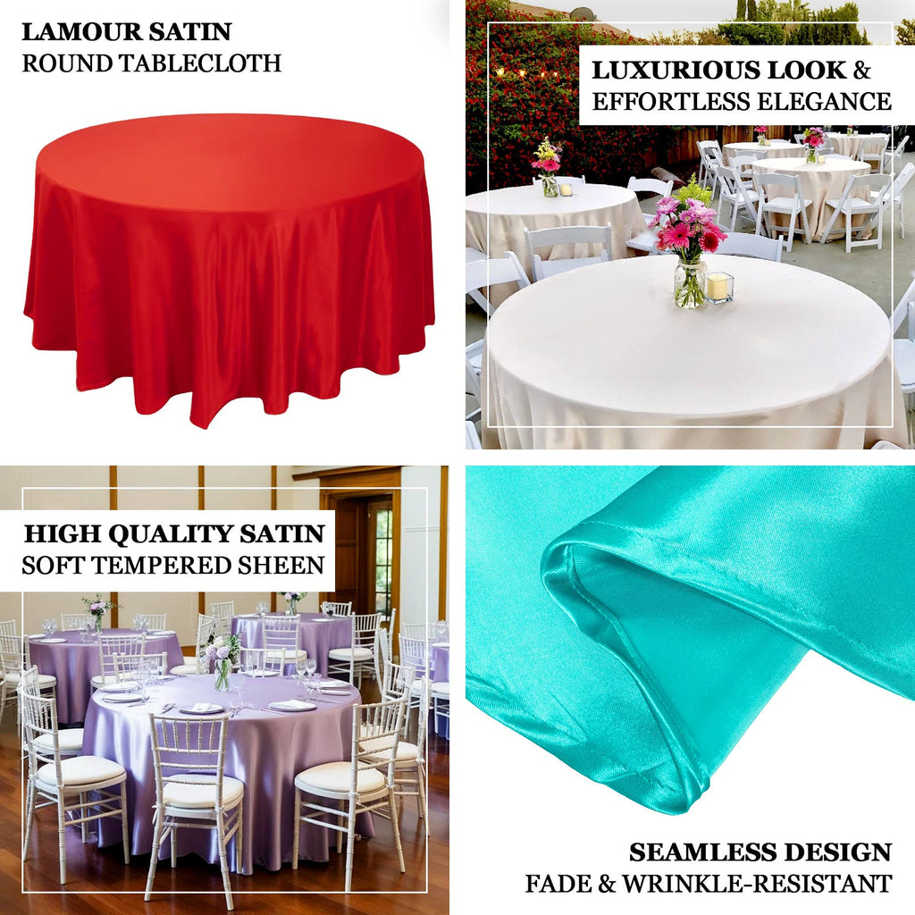 Lamour Satin 120" Round Tablecloth Royal Blue - Seamless Table Cover with Soft Tempered Sheen - Bell Racket Store