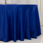 Lamour Satin 120" Round Tablecloth Royal Blue - Seamless Table Cover with Soft Tempered Sheen - Bell Racket Store