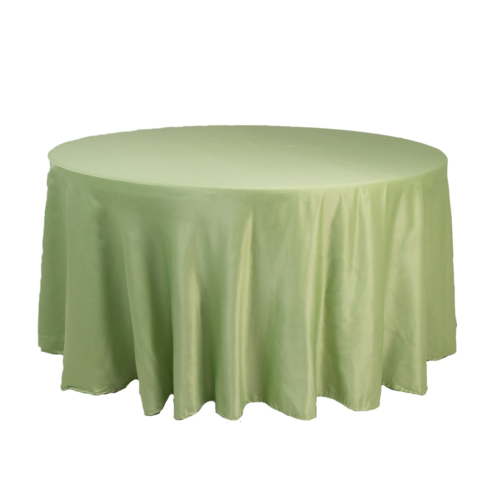 Lamour Satin 120" Round Tablecloth Sage Green - Seamless Table Cover with Soft Tempered Sheen - Bell Racket Store