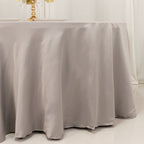 Lamour Satin 120" Round Tablecloth Silver - Seamless Table Cover with Soft Tempered Sheen - Bell Racket Store