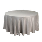 Lamour Satin 120" Round Tablecloth Silver - Seamless Table Cover with Soft Tempered Sheen - Bell Racket Store