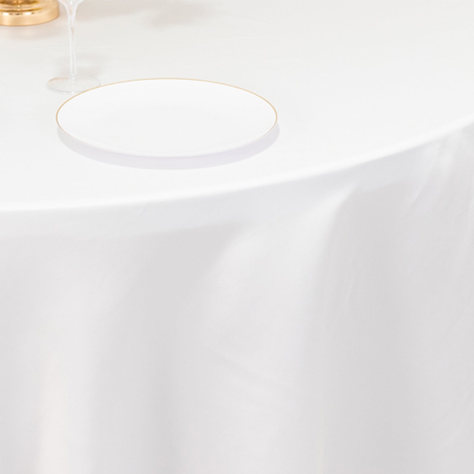 Lamour Satin 120" Round Tablecloth White - Seamless Table Cover with Soft Tempered Sheen for Upscale Gatherings - Bell Racket Store