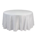 Lamour Satin 120" Round Tablecloth White - Seamless Table Cover with Soft Tempered Sheen for Upscale Gatherings - Bell Racket Store