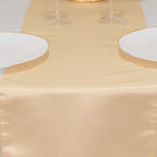 Lamour Satin 12"x108" Table Runner Beige - Smooth & Lustrous Finish - Bell Racket Store